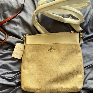 Coach Cream Crossbody Bag with Gold Hardware